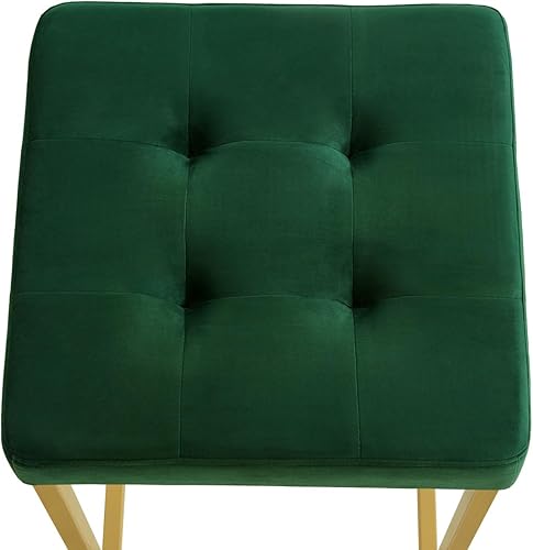 Miniatura 6 de 24KF Juego de 2 taburetes de bar contemporáneos para isla de cocina, taburete de bar acolchado de terciopelo dorado de 26 pulgadas de alto, 5066-Jade