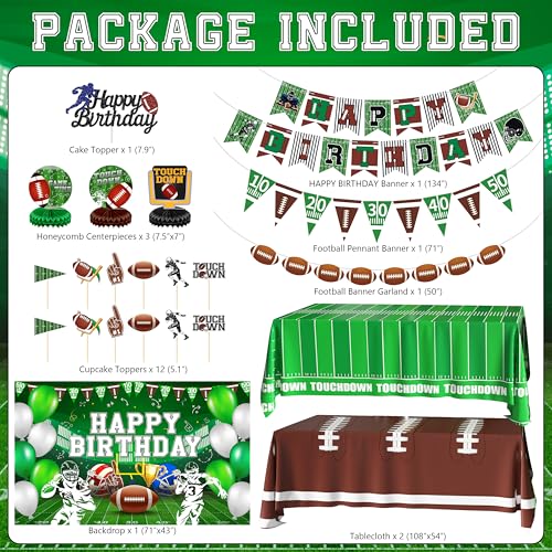 Football Birthday Party Decorations Superbowl Football Party Decoration Supplies Include Balloon Arch Kit Birthday Banner Backdrop Touchdown Tablecloth for Football Game Day Tailgate Party - Image 4
