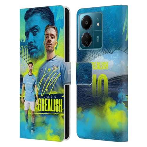 Head Case Designs Officially Licensed Manchester City Man City FC Jack Grealish 2024/25 First Team Leather Book Wallet Case Cover Compatible with Xiaomi Redmi 13C 4G