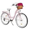 Milord. 28 inch (28 cm) 7 versnellingen roze comfort fiets met mand en rugdrager, Nederlandse fiets, damesfiets…