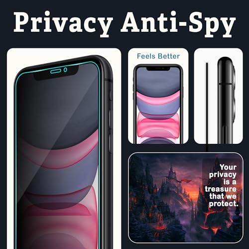 Image of ArmourPro Privacy Tempered Glass for iPhone XR /iPhone 11 - Anti-Spy Anti Peeping Screen Protector, 9H Hardness, Edge-to-Edge Coverage, Ultra Thin, Bubble-Free Installation Kit | Black