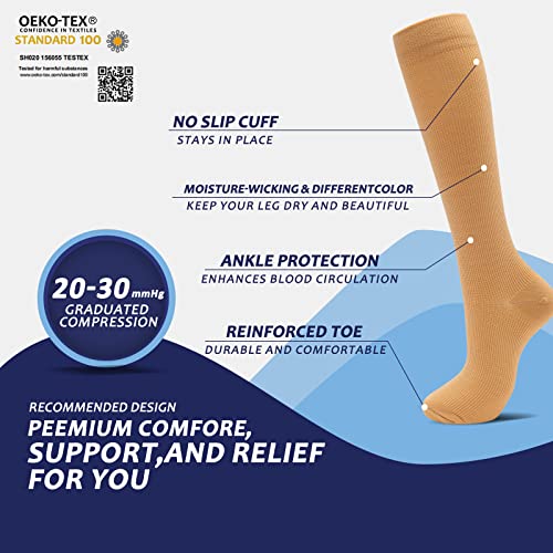 Image of fenglaoda 8 Pairs Compression Socks for Men & Women 20-30 mmHg Knee High Nurse Pregnant Running Medical and Travel Athletic