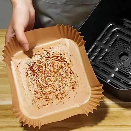 Forma de Papel Forro Antiaderente Descartável para Air Fryer Fritadeira - 50 Unidades