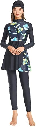 Modest Swimwear Hijab Full Coverage Bathing Suit Swimming Suit Beachwear Bikini Muslim Swimsuit Y1, M