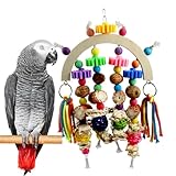 Kewkont Bird Toys - Natural Corncob Wood & Mango Chew Toys for African Grey Parrots, Lovebirds, Small Parrots, Parakeets