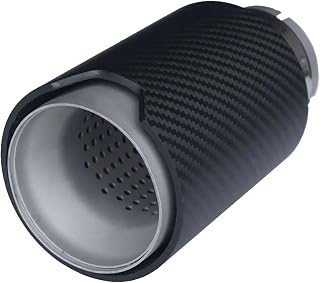 Muzhen Store 1 punta de silenciador de tubo de escape trasero de fibra de carbono, color negro brillante, compatible con puntas de silenciador universales de la serie M de BMW, plateado, negro y azul