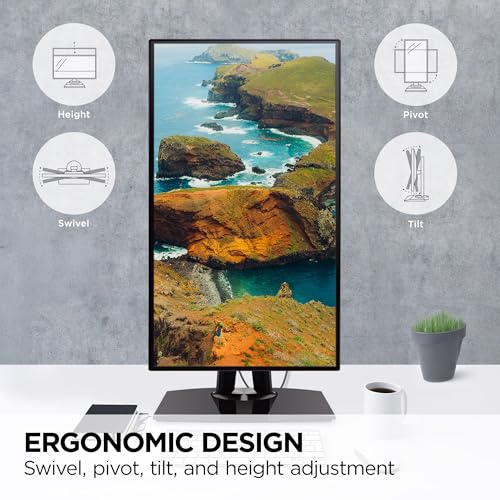 Image of ViewSonic VP2456A 24 Inch 1080p ColorPro Monitor, IPS with 100% sRGB and Pantone Validated for Professional Graphic Design, Advanced Ergonomics, 120Hz, 90W USB-C, HDMI, and DisplayPort Inputs