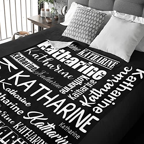 Personalized Blanket for Kids Adults Personalized Name Blanket Custom Blanket with Name Personalized Gifts for Christmas Birthday Valentines Day Mothers Fathers Day (Black&White, 40"x50")