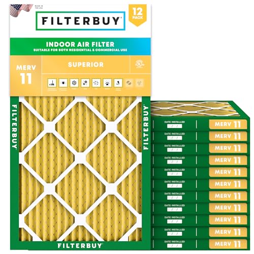 Filterbuy 8x30x1 Air Filter MERV 11 Allergen Defense (12-Pack), Pleated HVAC AC Furnace Air Filters Replacement (Actual Size: 7.50 x 29.50 x 0.75 Inches)