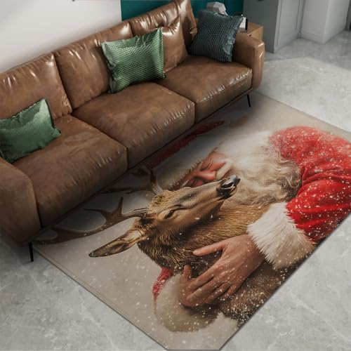 Tapis Noël Renne antidérapant pour sécuriser et réchauffer le salon
