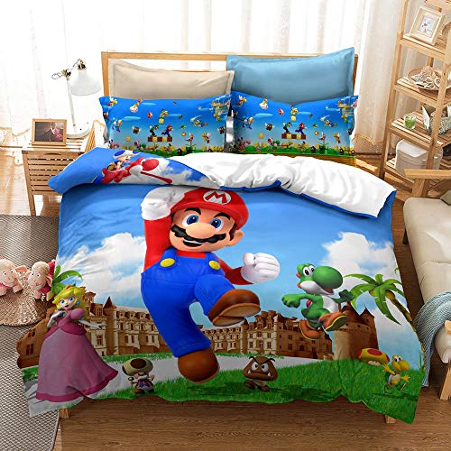 JSYJ 2/3 Piezas de Fundas nórdicas, sábanas Impresas en 3D Super Mario...