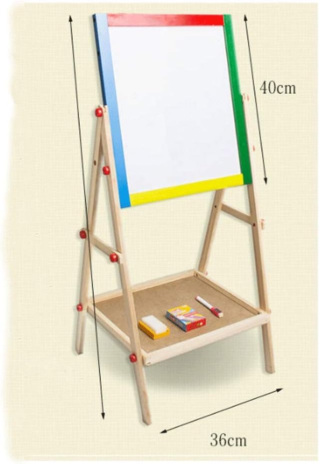 Sketchpad - Wooden Easel with Paper Roll Adjustable Height Magnetic Sided Kids Art Whiteboard