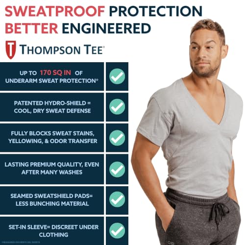 Image of Sweatproof Undershirt for Men w / Underarm Sweat Pads (Original Fit, Deep V-Neck)