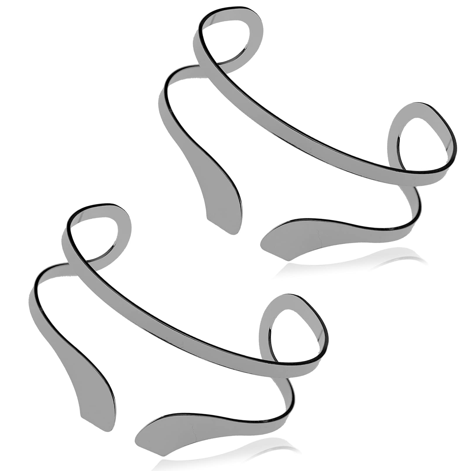 RechicGuRechicGu 2 Pieces Minimalist Egyptian Bar Curve Upper Arm Cuff Bracelet Bangle Band Open Armband Armlet Jewelry Set Belly Dance Accessories