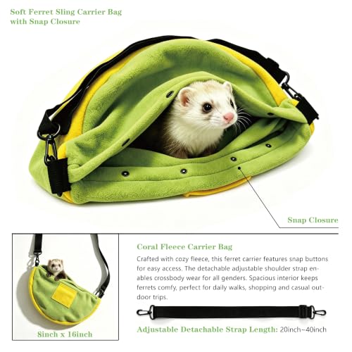 Image of Ferret Harness Leash with Carrier Set,Small Animals Vest Harness, Dinosaur Shaped Leash Set, Semi-Circular Bag for Rabbit Guinea Pig Teacup Chihuahua Mouse and Other Small Pet (Green)