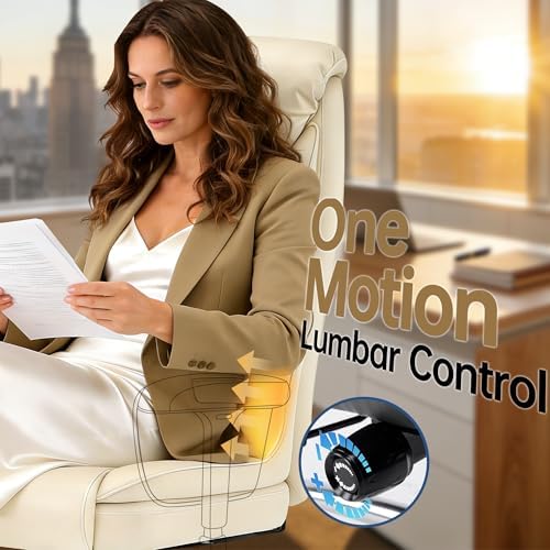 Big and Tall Office Chair - Executive High Back Leather Office Desk Chair with Adjustable Lumbar Support - Ergonomic Comfortable Heavy Duty Computer Gaming Chair with Padded Arms & Wide Seat - 3