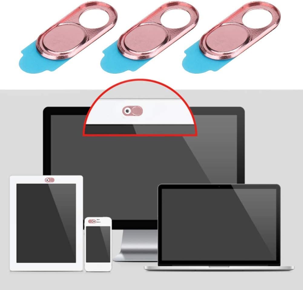 3PCS Webcam Cover, Metal Laptop Camera Cover Slide, Computer Camera Cover Camera Blocker Webcam Privacy Cover for Smartphone, Tablets, PC Ultra-Thin 0.7mm, Easy Slide, No Residue (Pink)