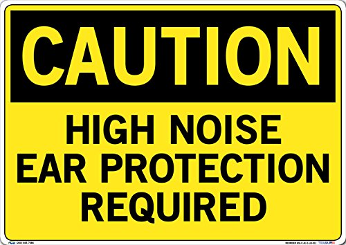 Vestil SI-C-41-E-LB-011 HIGH NOISE EAR PROTECTION REQUIRED Caution Label, Vinyl, 0.011" Overall Size, 20.5" W x 14.5" H