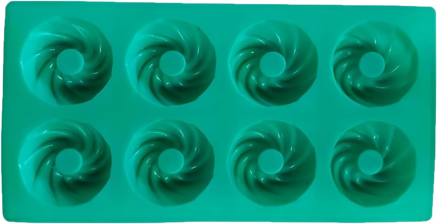KARP Silicone Donut Baking Pan Mold, 8-Cavity Non-Stick Spiral Doughnut Tray for Microwave, Freezer & Oven - 100% Food Grade Silicone, BPA Free bakeware Donut Pan