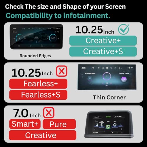 Image of Wisely Pack 4 - Screen Guard for TATA NEXON CREATIVE Plus + & CREATIVE+S (2023) Car Display Protector - 10.25 INCH INFOTAINMENT [Round Edge] +7 INCH INSTRUMENT CLUSTER + STEERING + AC Console - Stereo Car Accessories