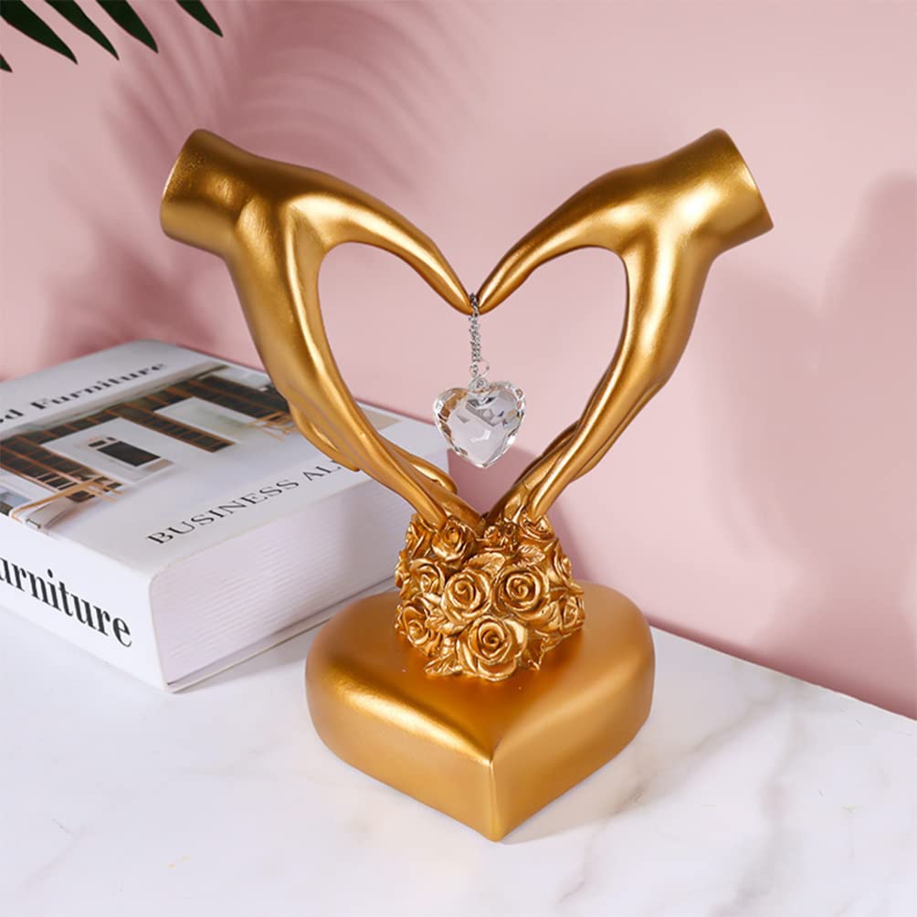 Goldene Herz-Hand Statue – Moderne Deko Für Wohnzimmer, Regal Oder Als Romantisches Geschenk, 24 Cm, Nordisches Design