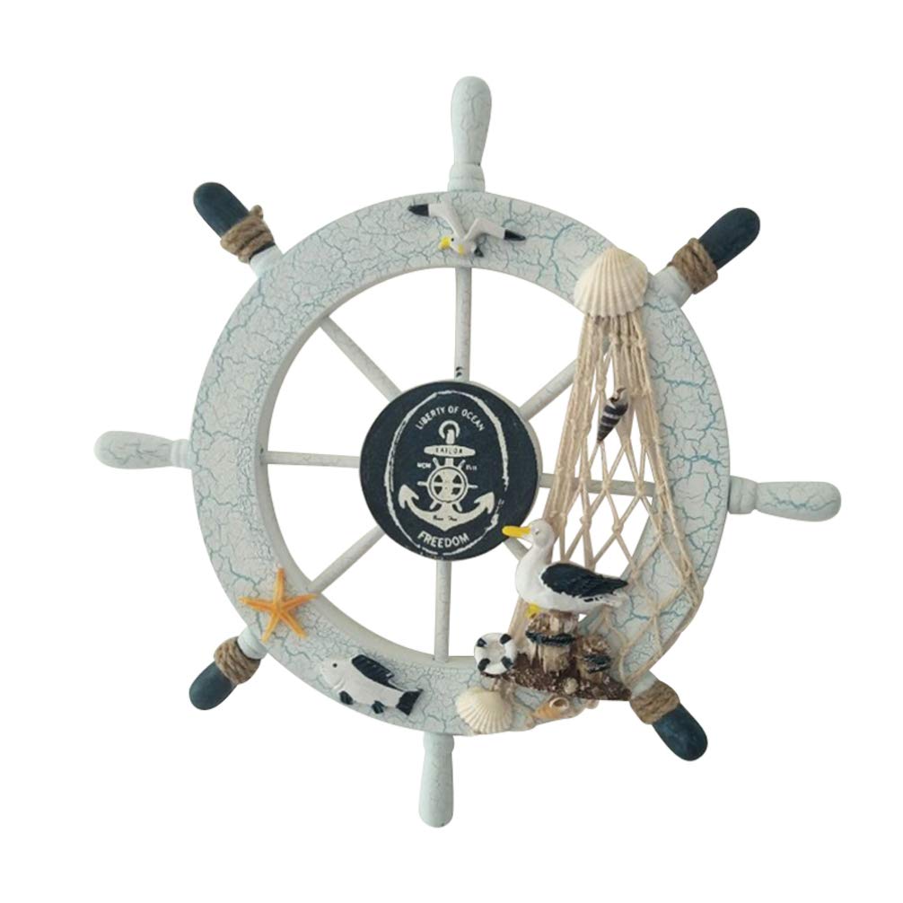 TOYANDONA Fishing Net Shell Wall Decor Wooden Rudder 28cm Nautical Home Decor Coastal Room โ image 1