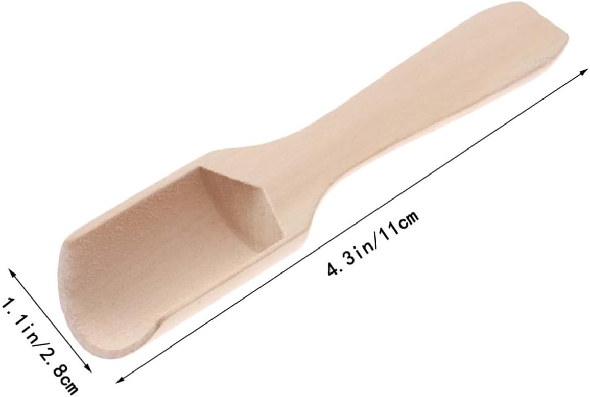 COLLBATH 15pcs Wooden Tea Shovel and Salt Scoop Set, Flat Handle Wooden Scoop 2.8x11cm, Tea Accessories Spoon for Kitchen and Dining Use