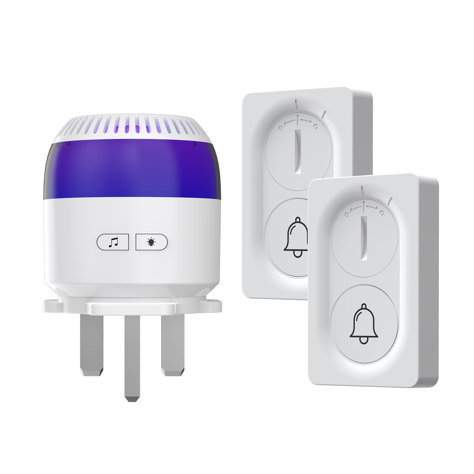 Wireless Doorbell with 2 Transmitters,Plug-in Receiver,Sound & LED Alerts