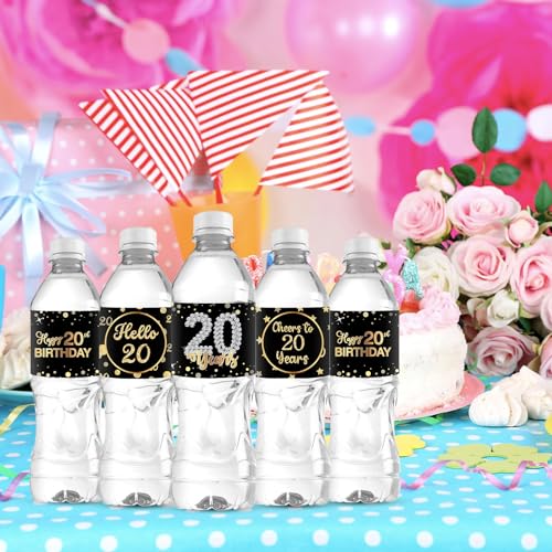 Stickers bouteille d'eau 20 ans mariage pour table chic - 4