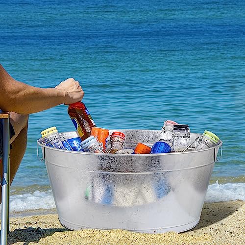 Large 6-Gallon Galvanized Tin Beverage Tub, 20x14x10 inches (Pack of 2) - Image 6