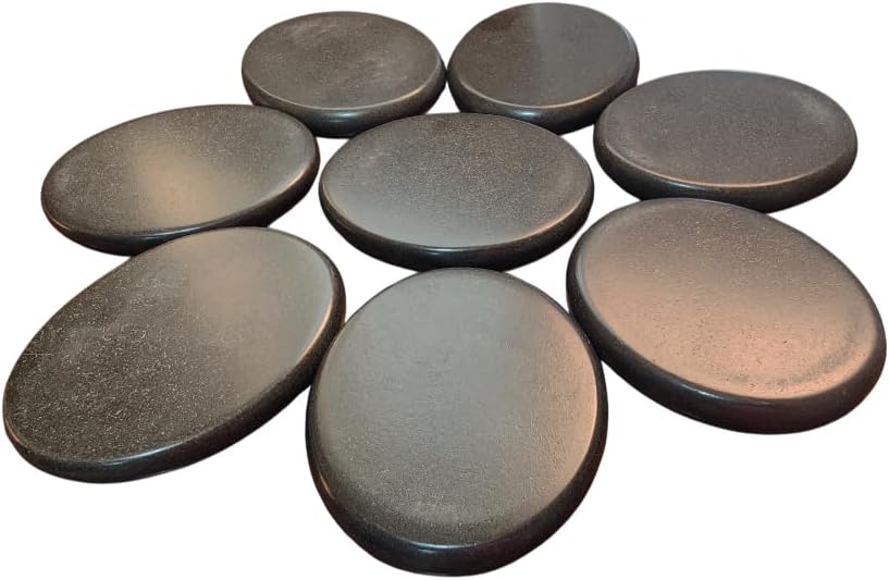 MASTER Large Smooth Ovular Basalt Stones – Essential Kit for Hot Stone Massage | Size 11.5cm x 9.5cm x 1.5cm, 8 Pieces Per Pack, Smooth Non-Porous Finish that Glides Effortlessly Over Skin