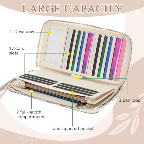 Image of MotiMind White Bling Gift Glitter Sparkly Wallet for Women Rhinestone /Pearl Wallet RFID Blocking Phone Purse Gifts for Mother's Day (Pearl)