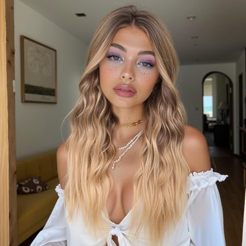 Perruque synthétique longue ondulée blonde femme WOKESTAR postiche long bouclé pour soirée et cosplay - 2