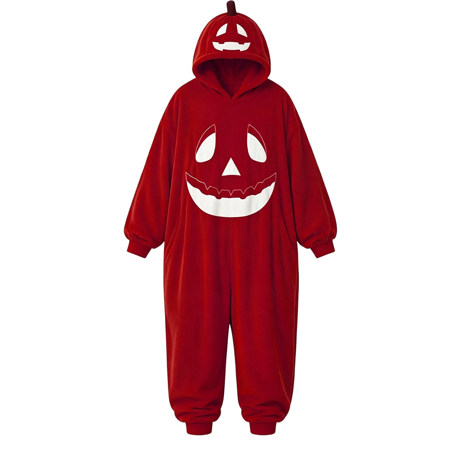 Pigiama Halloween con Cappuccio per Adulti | Indumenti da notte in pile zucca, tuta da salotto accogliente, abito fotografico autunnale, rilassante
