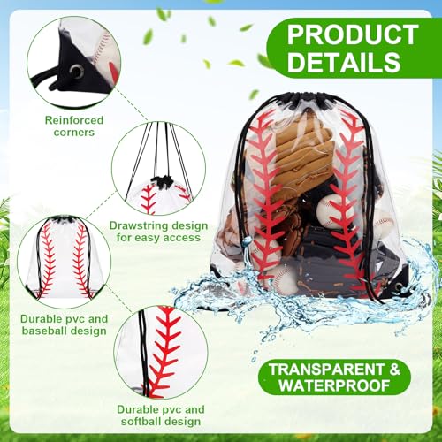 Glooglitter 24 Pcs Baseball Team Gifts Set Mini Handheld Fan Clear Drawstring Backpack Sports Accessories for Ball Lover Player Team Gift Sport Party Favors, Battery Not Include