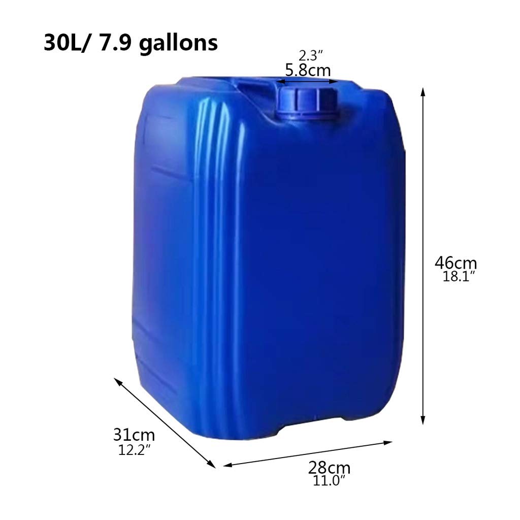 Kanister na benzynę, pojemnik z tworzywa sztucznego, pojemność 30 l, pojemność 7,9 galonów, pojemnik chemiczny, gruby i trwały zbiornik na wodę z pokrywką (niebieski)