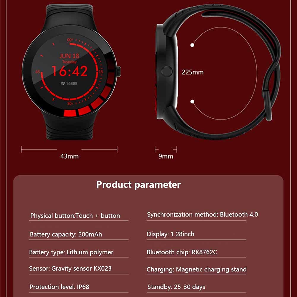 Smart Watch Fitness Activity Tracker pełny ekran dotykowy zegarki do spania IP67, wodoodporny smartwatch Bluetooth, krokomierze, dla systemu Android ios, unisex