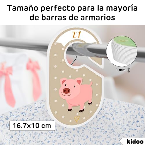 Miniatura 4 de Kidoo - Separador De Armario Para Bebés - 8 Piezas - Organizador De Ropa Unisex De 0 A 24 Meses - Doble Cara De Cartón Resistente Con Dibujos - Adaptables A Cualquier Percha 16,7 X 10 Cm