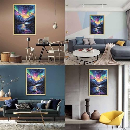 Puzzle de 1000 piezas de paisaje de montaña para decorar tu salón con auroras boreales 3