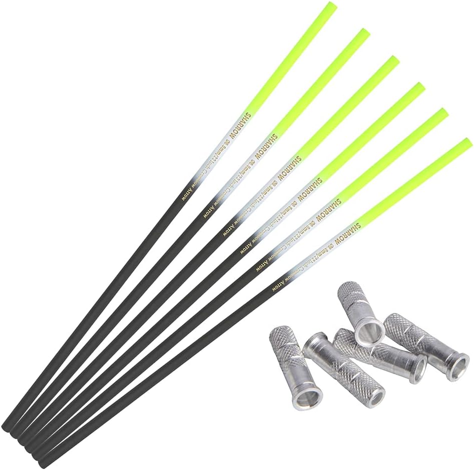 Carbon Crossbow Bolts Crossbow Carbon Arrows Shaft Bare Shaft with Aluminum Insert 16/17/18/20/22 Inch for DIY Arrows Crossbow Hunting Shooting 12/24Pack