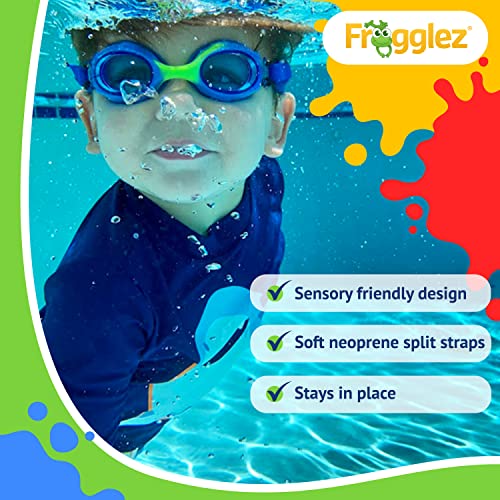 Frogglez Kids Swim Goggle Patented Comfort Strap Only Fits Most Goggles | No Hair Pulling | Recommended By Olympic Swimmers (Blue Wave) #TOP5