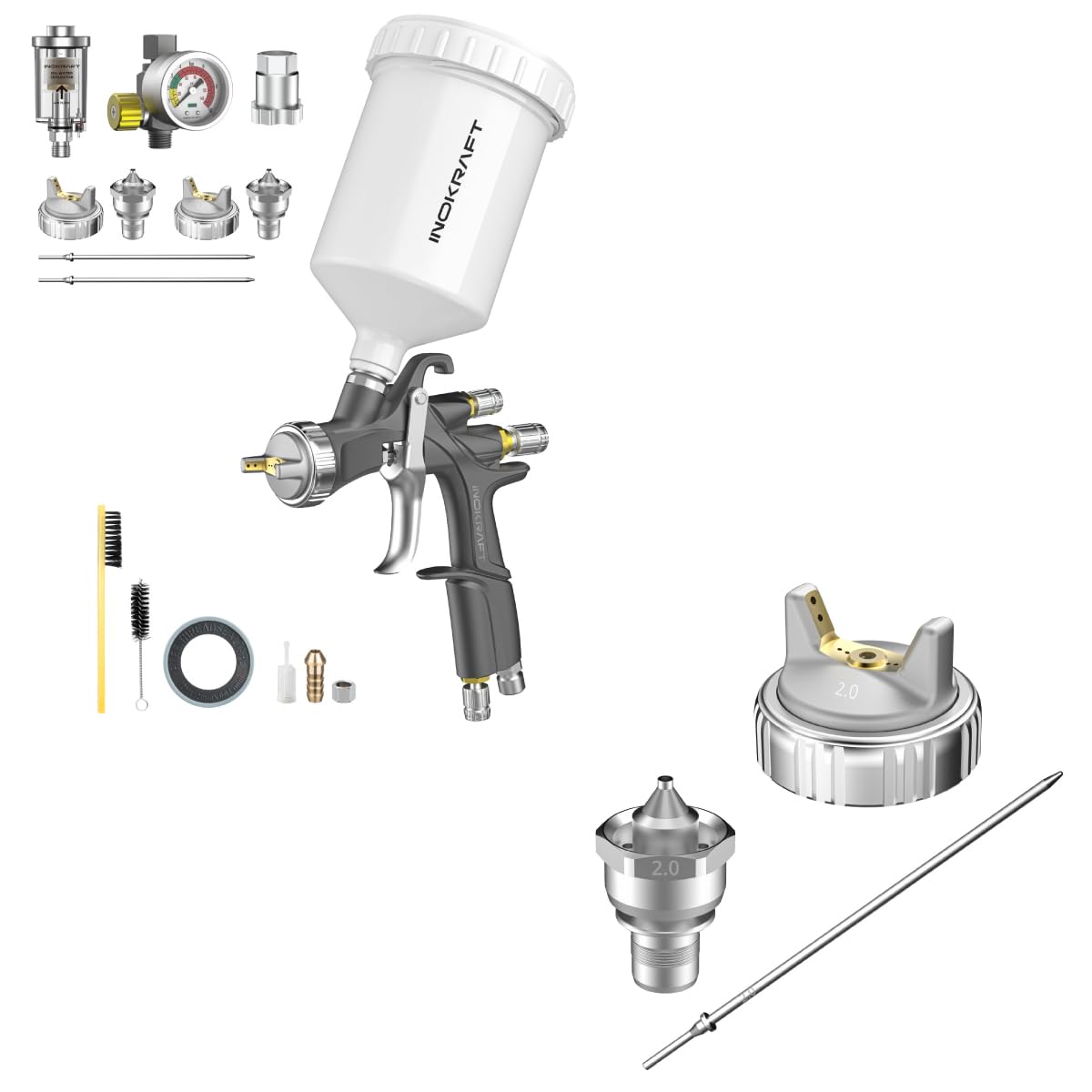 InoKraft D1 LVLP Spray Gun Premium Kit & 2.0mm Nozzle Set