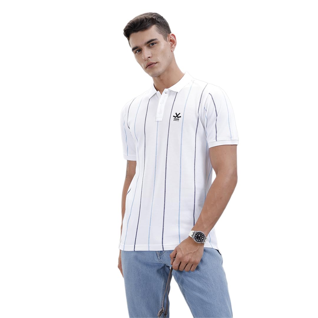 wrogn Men's Cotton Blend Polo T Shirt | Striped | Slim Fit-picture-20