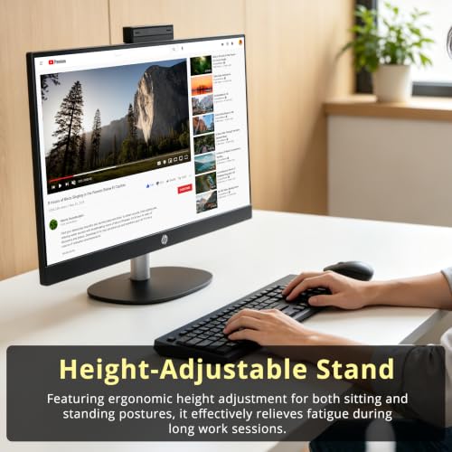Image of HP 27 inch FHD Touchscreen All-in-One Desktop, AMD Ryzen 7 7730U, 64GB RAM, 5TB Storage(4TB SSD+1TB Docking Station Set), AMD Radeon Graphics, Wireless Keyboard & Mouse, FHD IR Camera, Win 11 Pro, Black