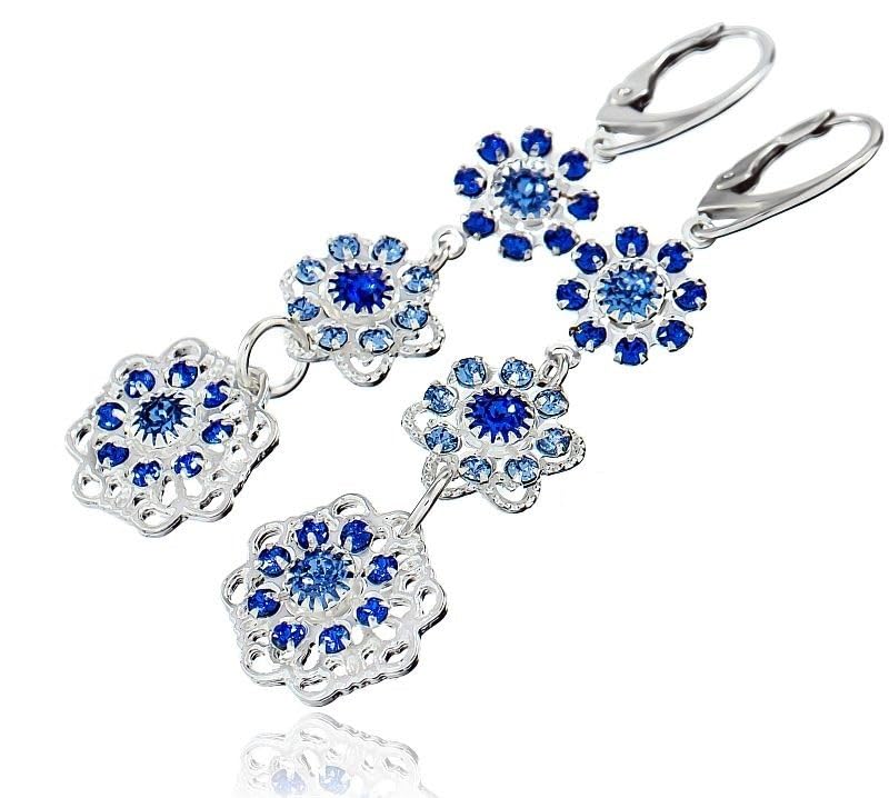Boucles d'oreilles en argent sterling 925 et cristaux originaux ARANDE