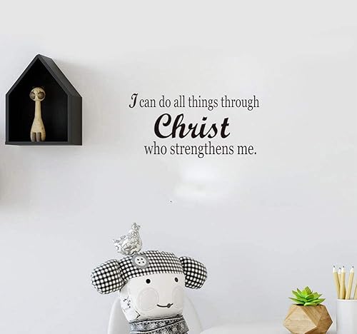 Miniatura 3 de ADECNS Calcomanía de pared con texto en inglés "I Can Do All Things Through Christ Who Strengthens me" (22.4 x 8 pulgadas)