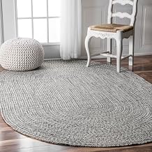nuLOOM Braided Indoor/Outdoor Area Rug, Oval 76" x 96", Wynn Salt And Pepper