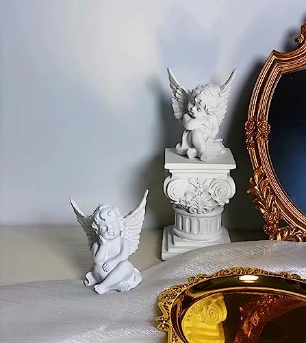 Estatuas de ángeles pequeños de resina, set 2 piezas miniatura 2