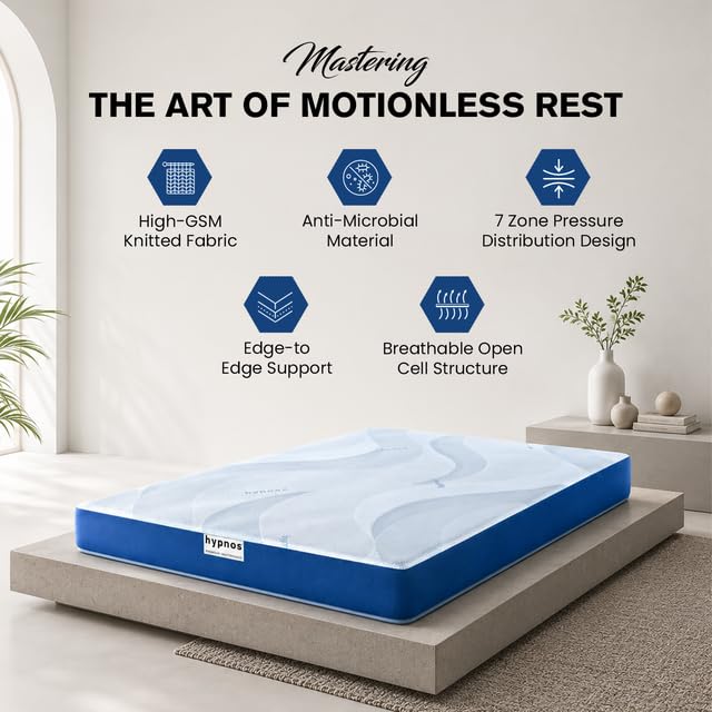 Image of Hypnos by Peps Panorama Orthopedic Memory Foam Mattress | Zero Disturbance Motion Isolation |6 - Inch Bed Mattress| Anti-Microbial Fabric | 10 Year Warranty |King Size Mattress 72X72X06 Inches