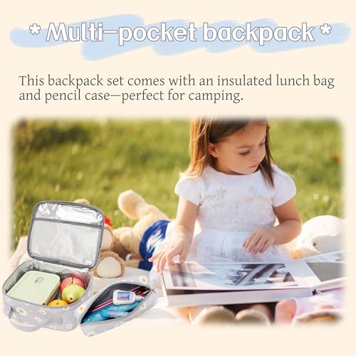 3Pcs Daisy Prints Backpack Set